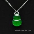 18K White Gold Jadeite Cucurbit Pendant